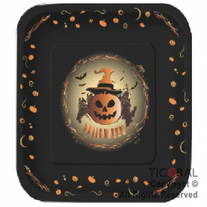 PLATO CUADRADO GRANDE HALLOWEEN STAMPING x 8